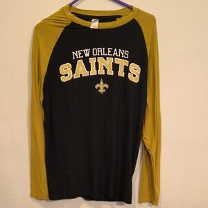 New Orleans Saints NFL Team Apparel Black and Gold Raglan Neck Tee Pajama Top